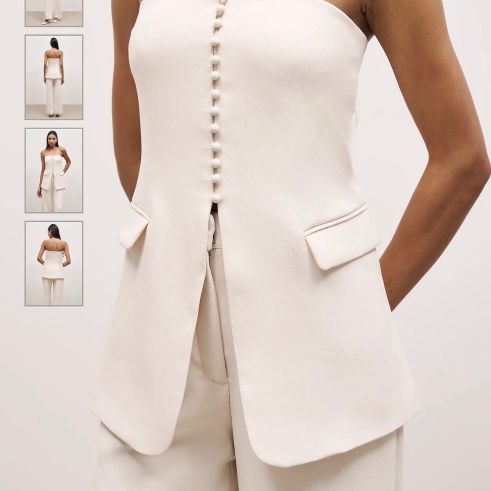 Elegant Cream Women's Strapless Blazer